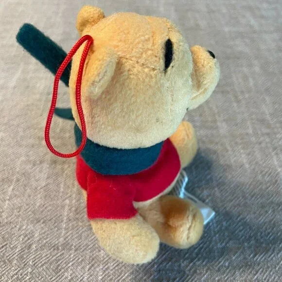 Disney Stuffed Pooh wearing scarf Plush Dangle Ornament stuffed bear 4" x 3"! - Picture 3 of 5